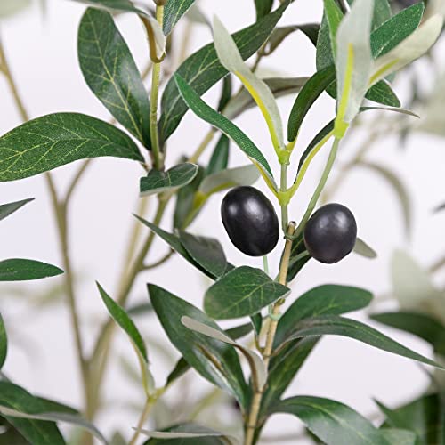 6FT Tall Fake Silk Olive Tree with Potted Branches, Leaves, and Fruits for Trendy Indoor House Decor