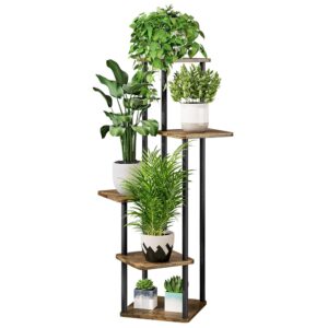 AZERPIAN 5-Tier Indoor Metallic Plant Stand – Black Multi-Plant Nook Shelf for Patio, Backyard, Dwelling Room, Balcony, and Bed room