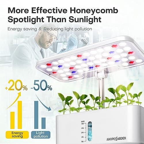 Indoor Hydroponic Gardening System: 10-Pod Germination Equipment for Aeroponic Herbs and Greens with LED Progress Lamp - Countertop Hydroponic Planter for Cultivation and Harvest