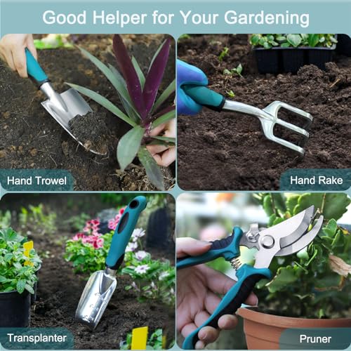 Kynup 7-Piece Gardening Hand Software Set - Rust-Proof Stainless Metal and Aluminum Alloy Gardening Provides, Good Reward for Gardeners